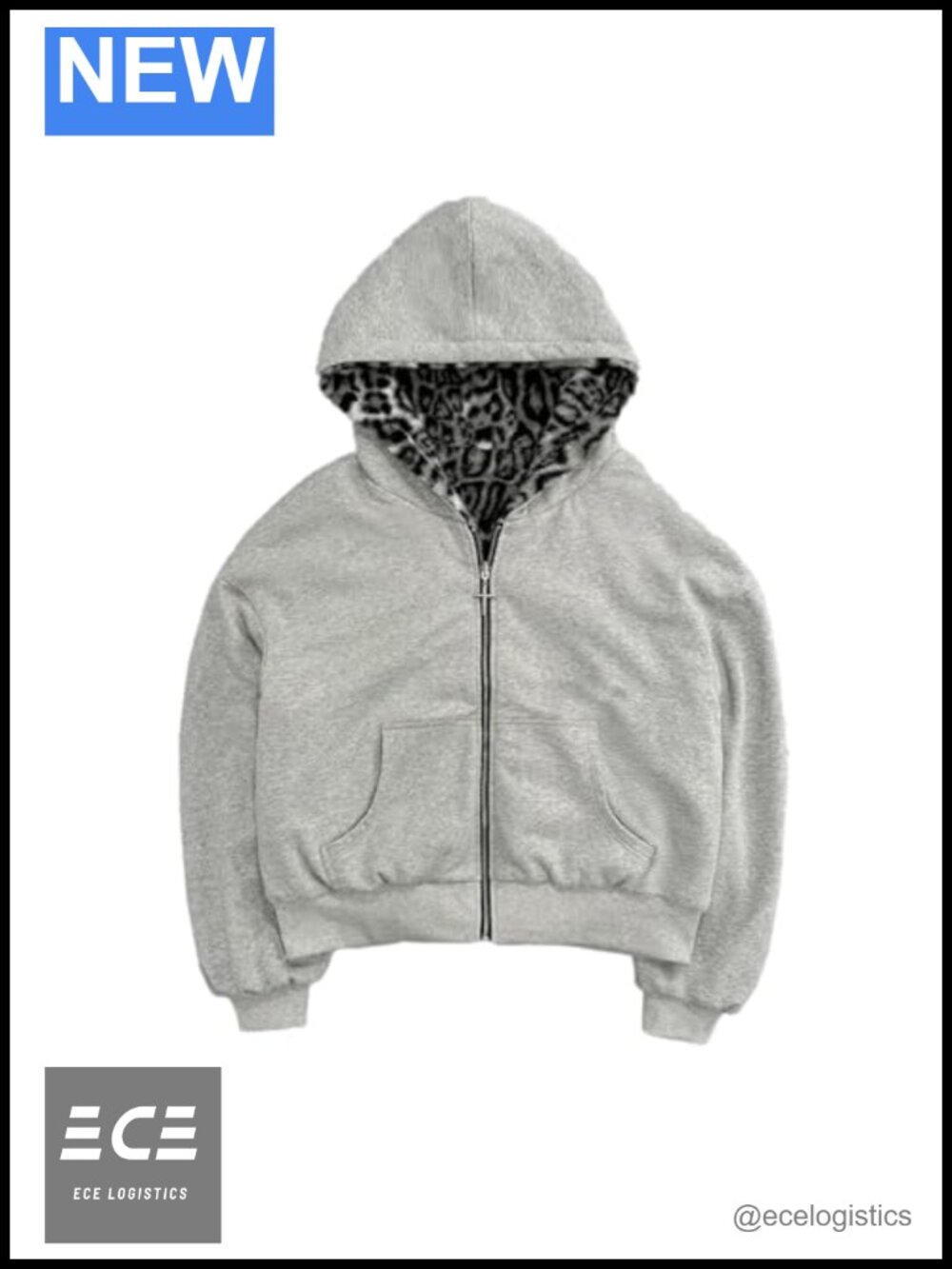 Faux Fur Leopard Print Hoodie Zip Up Fleece Warm Jacket Fluffy Baggy